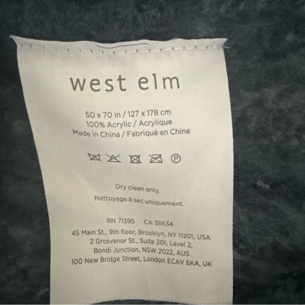 West Elm Teal Ombre Fringe Throw Blanket